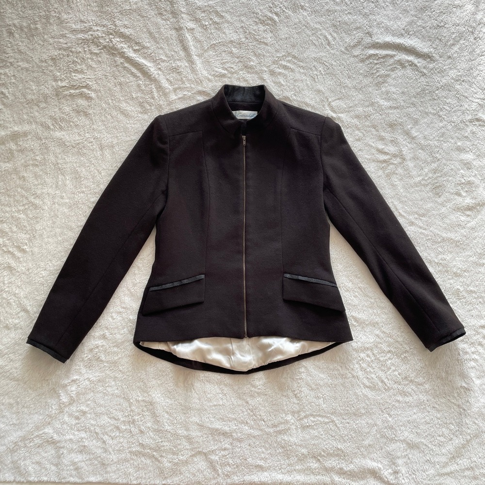 Teresa Crowninshield Wool Cashmere Angora Silk Jacket Black Size 2
